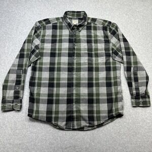 CC Filson Sutter Sport Shirt Medium Green Gray Plaid Outdoor Casual Button Down